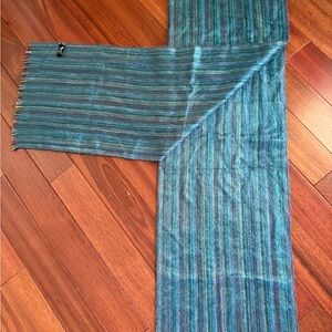 Alpaca Scarf By Winterbourne Deep Turquoise Unisex Fringe 78x12 In Luxury